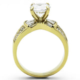 TK1323 - IP Gold(Ion Plating) Stainless Steel Ring with AAA Grade CZ  in Clear - Alamode