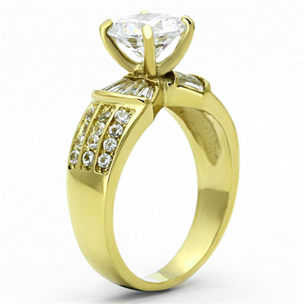 TK1323 - IP Gold(Ion Plating) Stainless Steel Ring with AAA Grade CZ in Clear - Alamode - Flyclothing LLC