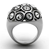 TK1325 - High polished (no plating) Stainless Steel Ring with Top Grade Crystal in Clear - Alamode - Flyclothing LLC