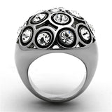 TK1325 - High polished (no plating) Stainless Steel Ring with Top Grade Crystal  in Clear - Alamode