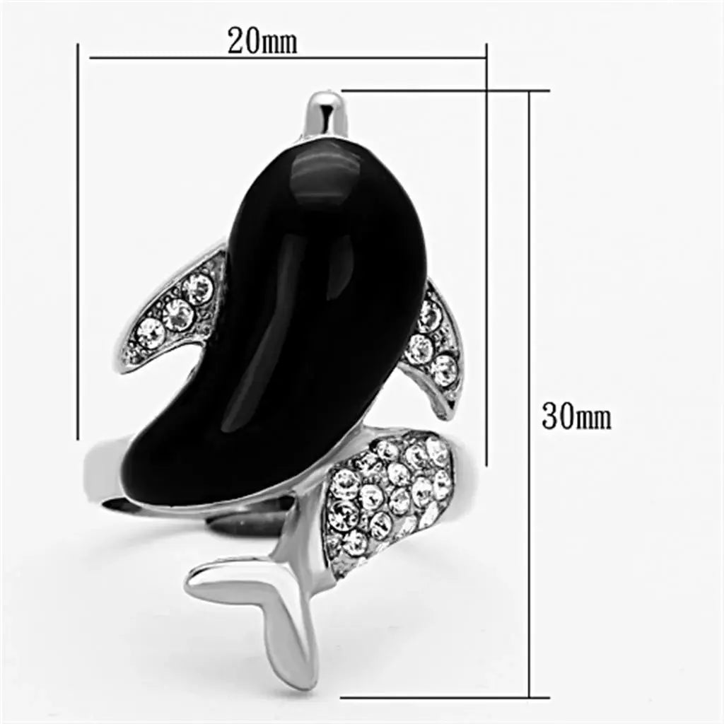 TK1326 - High polished (no plating) Stainless Steel Ring with Top Grade Crystal in Clear - Alamode - Flyclothing LLC