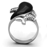 TK1326 - High polished (no plating) Stainless Steel Ring with Top Grade Crystal  in Clear - Alamode