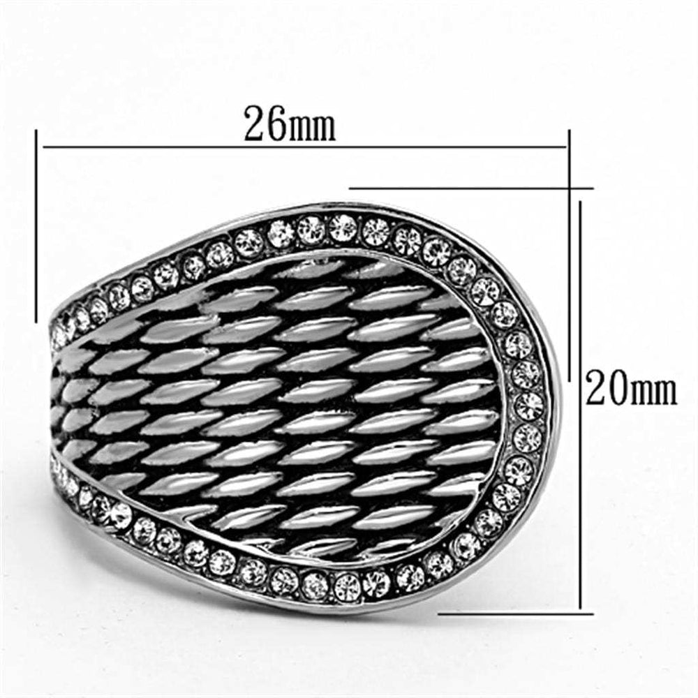 TK1328 - High polished (no plating) Stainless Steel Ring with Top Grade Crystal in Clear - Alamode - Flyclothing LLC