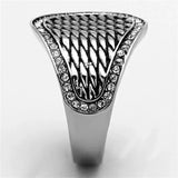 TK1328 - High polished (no plating) Stainless Steel Ring with Top Grade Crystal in Clear - Alamode - Flyclothing LLC