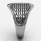 TK1328 - High polished (no plating) Stainless Steel Ring with Top Grade Crystal  in Clear - Alamode