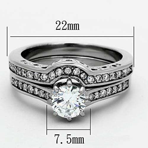 TK1330 - High polished (no plating) Stainless Steel Ring with AAA Grade CZ in Clear - Alamode - Flyclothing LLC