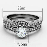 TK1330 - High polished (no plating) Stainless Steel Ring with AAA Grade CZ  in Clear - Alamode
