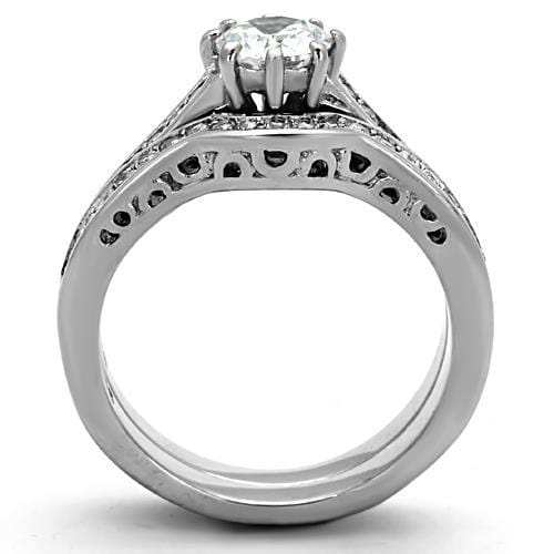 TK1330 - High polished (no plating) Stainless Steel Ring with AAA Grade CZ in Clear - Alamode - Flyclothing LLC