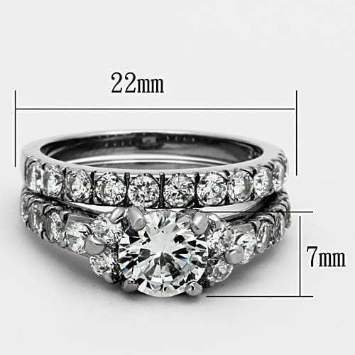 TK1331 - High polished (no plating) Stainless Steel Ring with AAA Grade CZ in Clear - Alamode - Flyclothing LLC