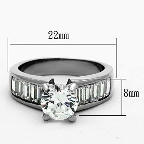 TK1332 - High polished (no plating) Stainless Steel Ring with AAA Grade CZ in Clear - Alamode - Flyclothing LLC