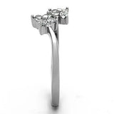 TK1333 - High polished (no plating) Stainless Steel Ring with AAA Grade CZ in Clear - Alamode - Flyclothing LLC