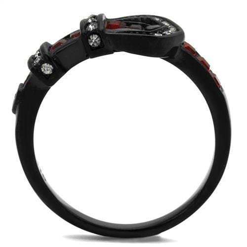 TK1334J - IP Black(Ion Plating) Stainless Steel Ring with Top Grade Crystal in Multi Color - Alamode - Flyclothing LLC