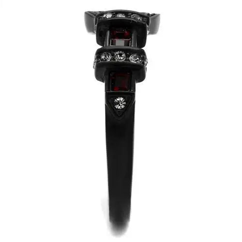 TK1334J - IP Black(Ion Plating) Stainless Steel Ring with Top Grade Crystal in Multi Color - Alamode - Flyclothing LLC