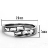 TK1335 - High polished (no plating) Stainless Steel Ring with Top Grade Crystal in Clear - Alamode - Flyclothing LLC