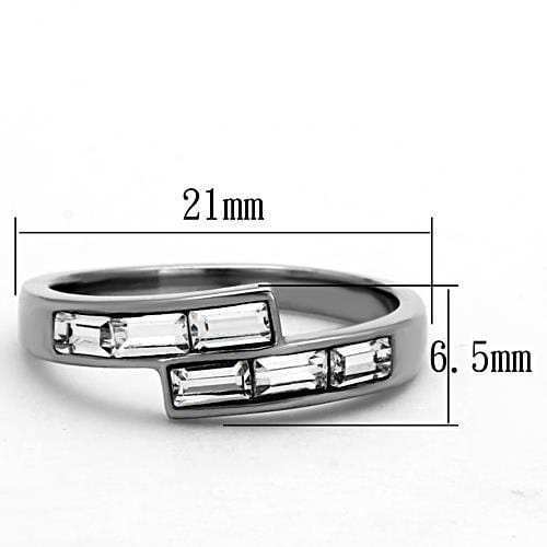 TK1335 - High polished (no plating) Stainless Steel Ring with Top Grade Crystal in Clear - Alamode - Flyclothing LLC