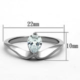 TK1336 - High polished (no plating) Stainless Steel Ring with AAA Grade CZ  in Clear