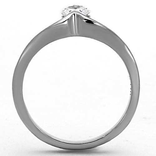 TK1336 - High polished (no plating) Stainless Steel Ring with AAA Grade CZ in Clear - Alamode - Flyclothing LLC
