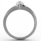 TK1336 - High polished (no plating) Stainless Steel Ring with AAA Grade CZ  in Clear - Alamode