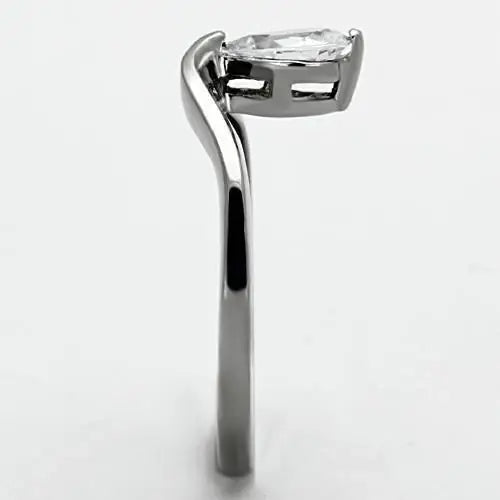 TK1336 - High polished (no plating) Stainless Steel Ring with AAA Grade CZ in Clear - Alamode - Flyclothing LLC