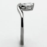 TK1336 - High polished (no plating) Stainless Steel Ring with AAA Grade CZ  in Clear - Alamode