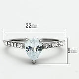 TK1337 - High polished (no plating) Stainless Steel Ring with AAA Grade CZ in Clear - Alamode - Flyclothing LLC