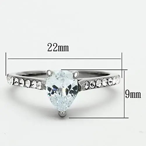 TK1337 - High polished (no plating) Stainless Steel Ring with AAA Grade CZ in Clear - Alamode - Flyclothing LLC