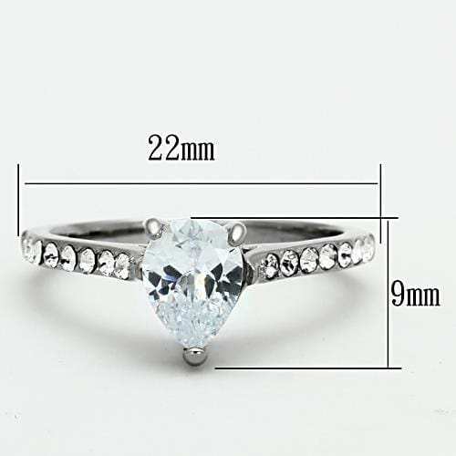 TK1337 - High polished (no plating) Stainless Steel Ring with AAA Grade CZ in Clear - Alamode - Flyclothing LLC