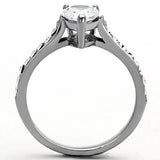 TK1337 - High polished (no plating) Stainless Steel Ring with AAA Grade CZ in Clear - Alamode - Flyclothing LLC