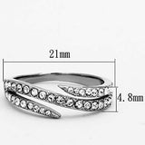 TK1338 - High polished (no plating) Stainless Steel Ring with Top Grade Crystal in Clear - Alamode - Flyclothing LLC