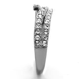 TK1338 - High polished (no plating) Stainless Steel Ring with Top Grade Crystal  in Clear - Alamode