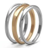 TK1340 - Two-Tone IP Rose Gold Stainless Steel Ring with Top Grade Crystal in Clear - Alamode - Flyclothing LLC