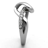 TK1341 - High polished (no plating) Stainless Steel Ring with Top Grade Crystal in Clear - Alamode - Flyclothing LLC