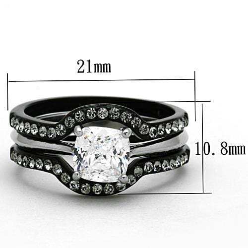 TK1343 - Two-Tone IP Black Stainless Steel Ring with AAA Grade CZ in Clear - Alamode - Flyclothing LLC