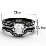 TK1343 - Two-Tone IP Black Stainless Steel Ring with AAA Grade CZ  in Clear - Alamode