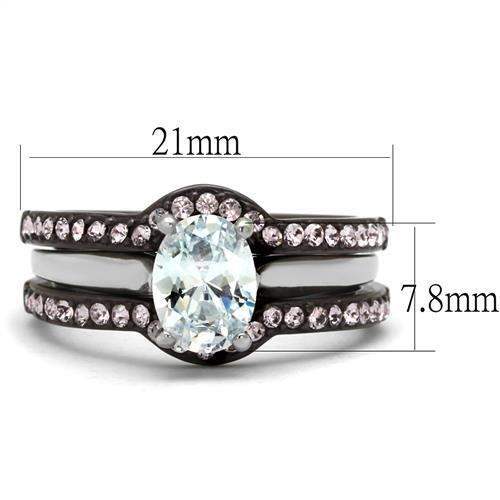TK1344PC - Two Tone IP Dark Brown (IP coffee) Stainless Steel Ring with AAA Grade CZ in Clear - Alamode - Flyclothing LLC