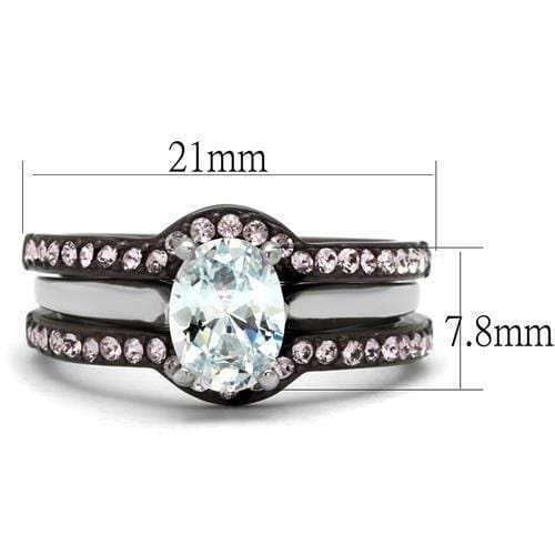 TK1344PC - Two Tone IP Dark Brown (IP coffee) Stainless Steel Ring with AAA Grade CZ in Clear - Alamode - Flyclothing LLC