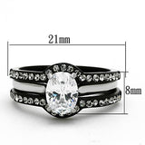 TK1344 - Two-Tone IP Black Stainless Steel Ring with AAA Grade CZ  in Clear - Alamode