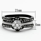 TK1345 - Two-Tone IP Black Stainless Steel Ring with AAA Grade CZ  in Clear - Alamode