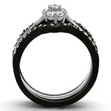 TK1345 - Two-Tone IP Black Stainless Steel Ring with AAA Grade CZ  in Clear - Alamode