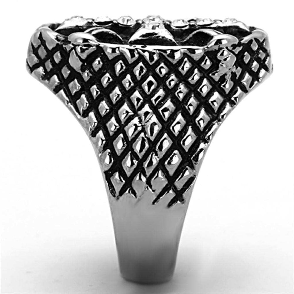 TK1351 - High polished (no plating) Stainless Steel Ring with Top Grade Crystal in Clear - Alamode - Flyclothing LLC