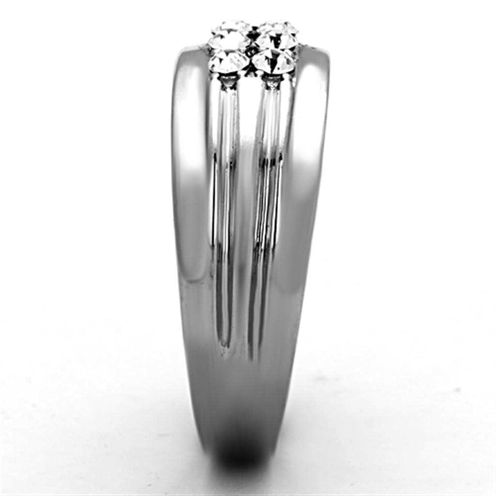 TK1357 - High polished (no plating) Stainless Steel Ring with Top Grade Crystal in Clear - Alamode - Flyclothing LLC