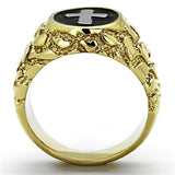 TK1358 - Two-Tone IP Gold (Ion Plating) Stainless Steel Ring with No Stone - Alamode