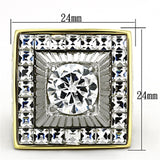 TK1359 - Two-Tone IP Gold (Ion Plating) Stainless Steel Ring with AAA Grade CZ  in Clear - Alamode