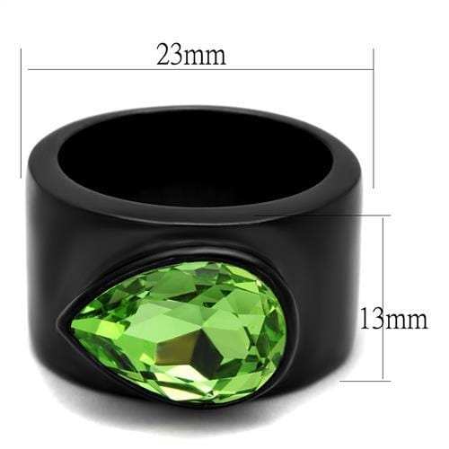 TK1363J - IP Black(Ion Plating) Stainless Steel Ring with Top Grade Crystal in Peridot - Alamode - Flyclothing LLC