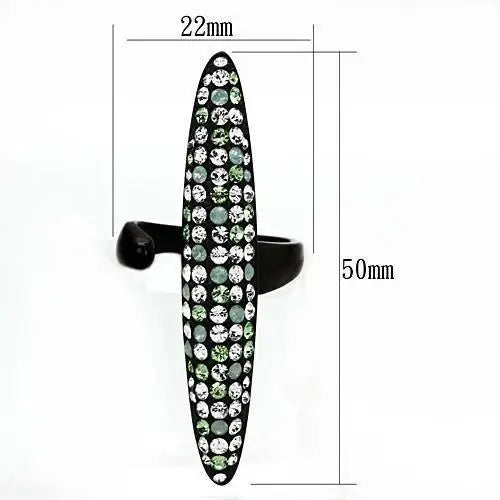 TK1365 - IP Black(Ion Plating) Stainless Steel Ring with Top Grade Crystal in Multi Color - Alamode - Flyclothing LLC
