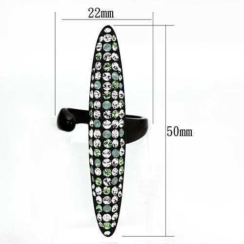 TK1365 - IP Black(Ion Plating) Stainless Steel Ring with Top Grade Crystal in Multi Color - Alamode - Flyclothing LLC