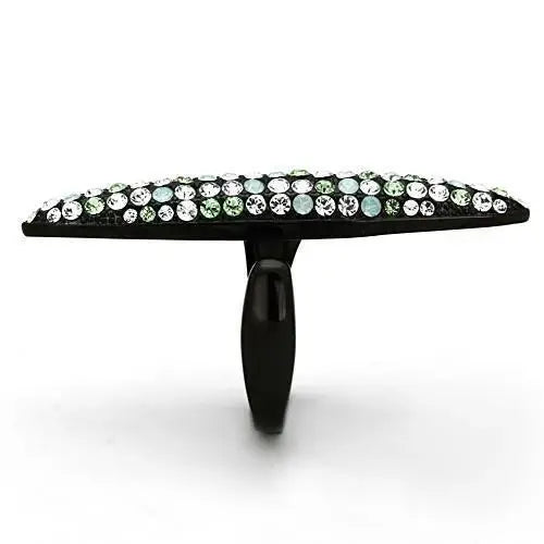 TK1365 - IP Black(Ion Plating) Stainless Steel Ring with Top Grade Crystal in Multi Color - Alamode - Flyclothing LLC