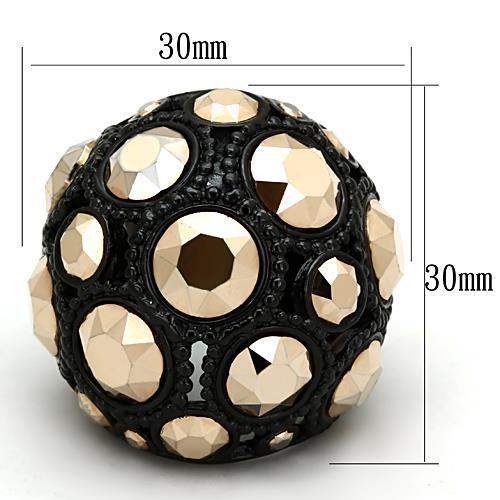 TK1366 - IP Black(Ion Plating) Stainless Steel Ring with Top Grade Crystal in Metallic Light Gold - Alamode - Flyclothing LLC