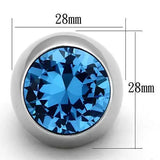 TK1367 - High polished (no plating) Stainless Steel Ring with Synthetic Synthetic Glass in Sea Blue - Alamode - Flyclothing LLC