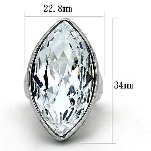 TK1368 - IP rhodium (PVD) Stainless Steel Ring with Top Grade Crystal in Clear - Alamode - Flyclothing LLC